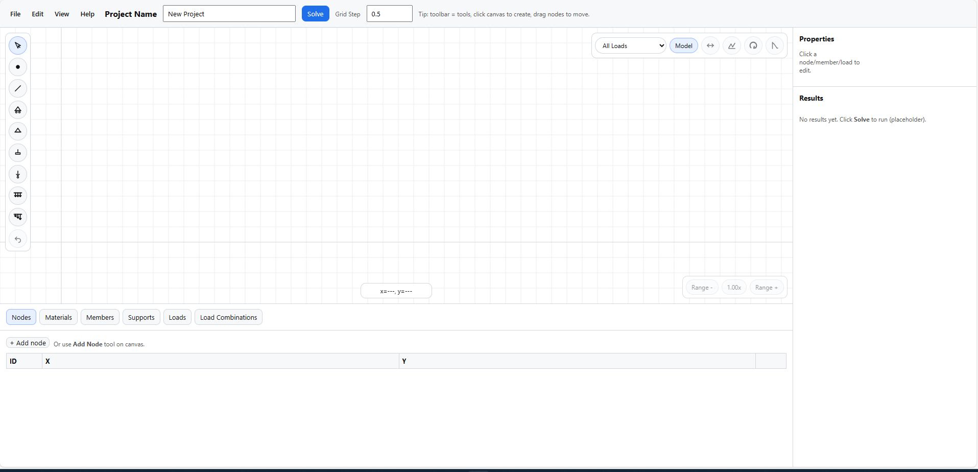 Main NextForm 2D Frame workspace with canvas, menus, side panel, and bottom tabs.